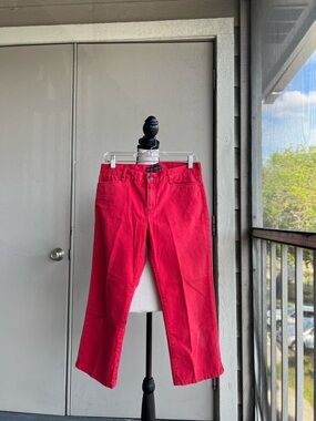 Vintage Ralph Lauren Bright Red Capris Cotton